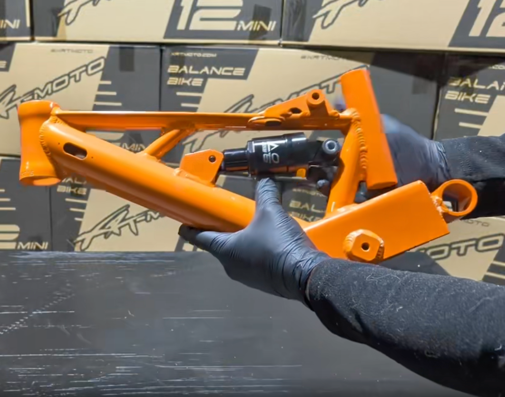 xrt moto kids electric bike full suspension 125mm DNM shock