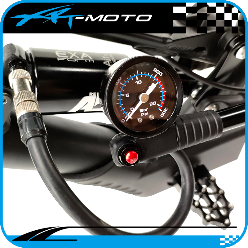 kid ebike with full suspension air pump gauge